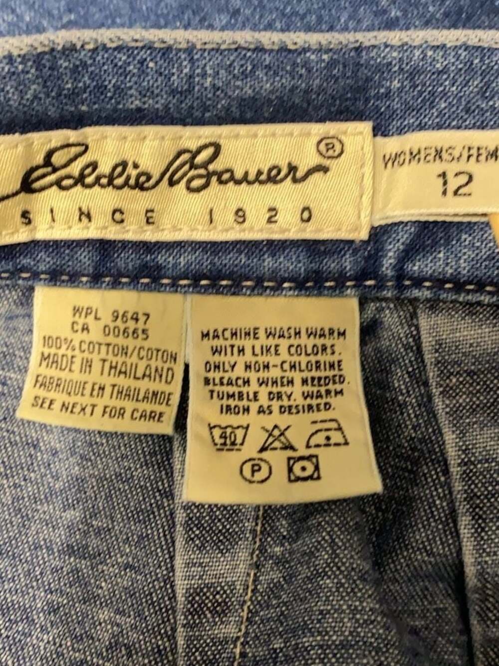 Vintage Eddie Bauer Women's Size 12 Denim Skirt Button Front Blue - Picture 4 of 4